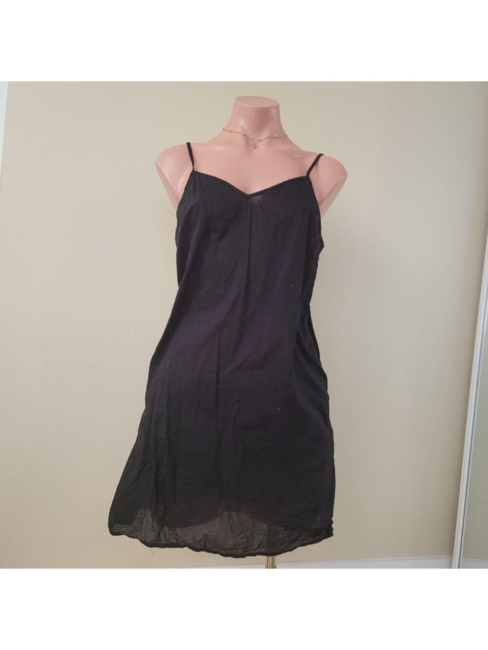 Minimalist Solid Black Sleeveless Summer Tank Mini Dress (S)